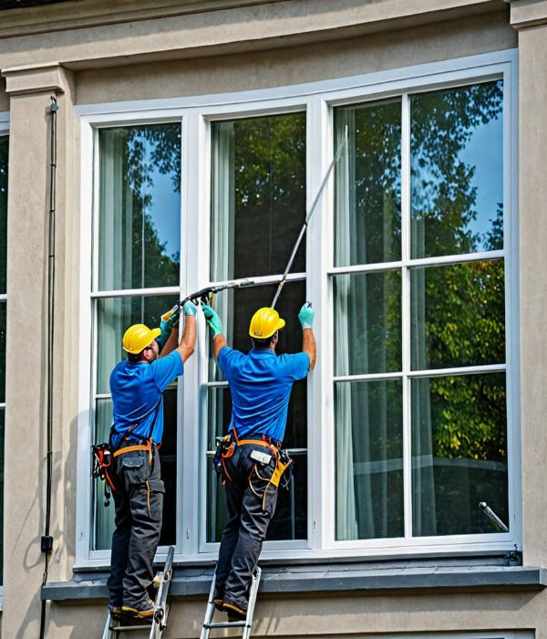 Mike's Window Cleaning team at work on residential property