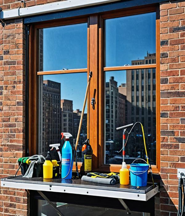 Professional window cleaning equipment and preparation